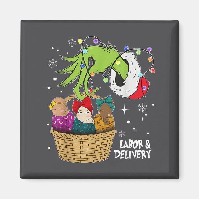 Labor And Delivery Nurse Christmas Lights Snowflak Magnet (Framsidan)