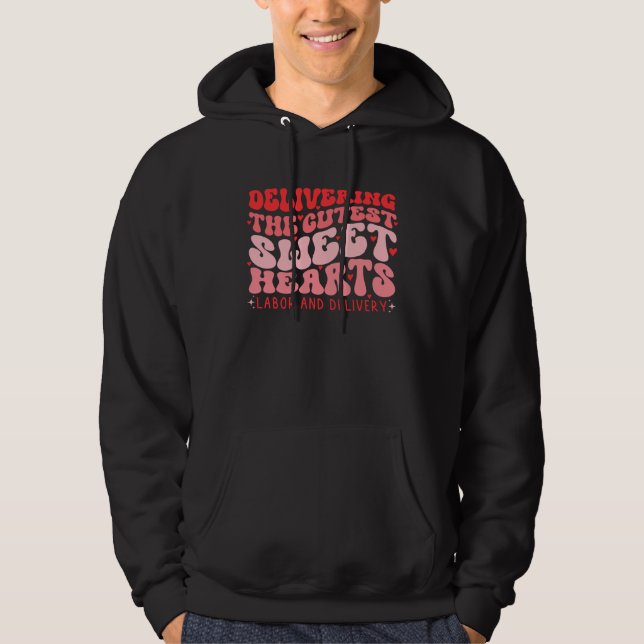 Labor and Delivery Nurse Valentine s Day Conversat Hoodie (Framsida)