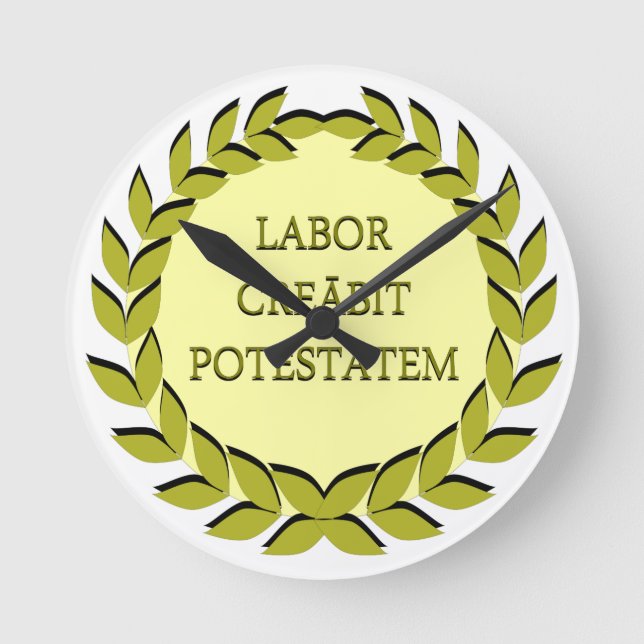 LABOR CREĀBIT POTESTĀTEM RUND KLOCKA (Framsida)