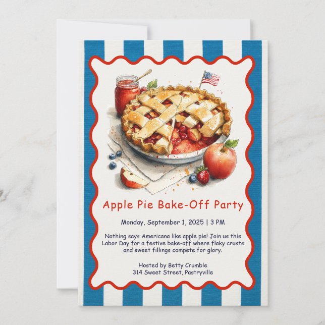 Labor Day Apple Pie Bake-Off Inbjudan  (Framsida)