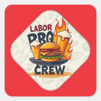 Labor Day BBQ Crew Badge Design – Holiday Grill Il Fyrkantigt Klistermärke