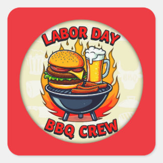 Labor Day BBQ Crew Grill Shirt – Holiday Barbecue Fyrkantigt Klistermärke