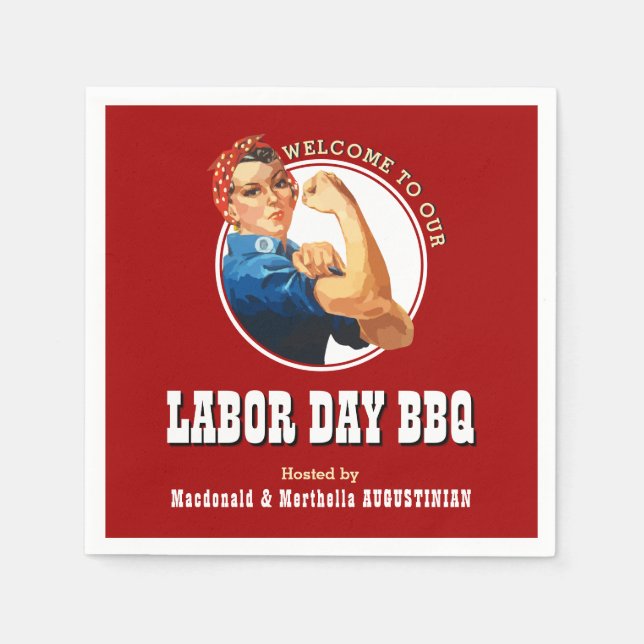 LABOR DAY BBQ Rosie Riveter Papper Pappersservett (Framsidan)