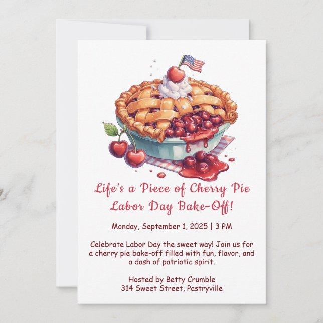Labor Day Cherry Pie Bake-Off Inbjudan (Framsida)