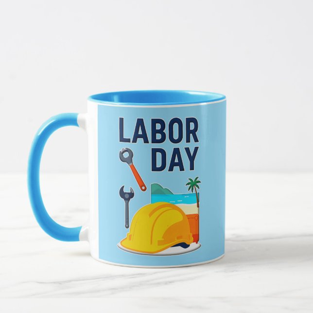 Labor Day Construction Worker Helmet Design Mugg (Vänster)