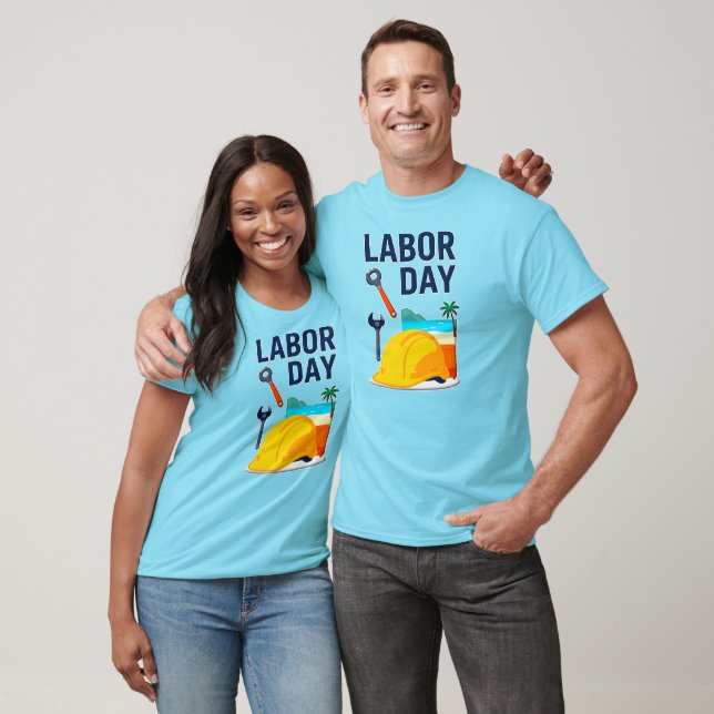 Labor Day Construction Worker Helmet Design T Shirt (Unisex)