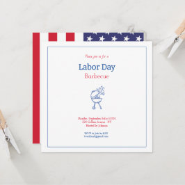 Labor Day Grillfest Minimalistisk Inbjudningar