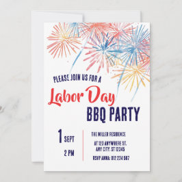 Labor Day Grillfest Röda Vita Blå Patriotiska Inbjudningar