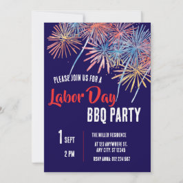 Labor Day Grillfest Röda Vita Blå Patriotiska Inbjudningar