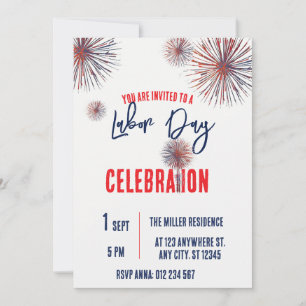 Labor Day Grillfest Röda Vita Blå Patriotiska Inbjudningar