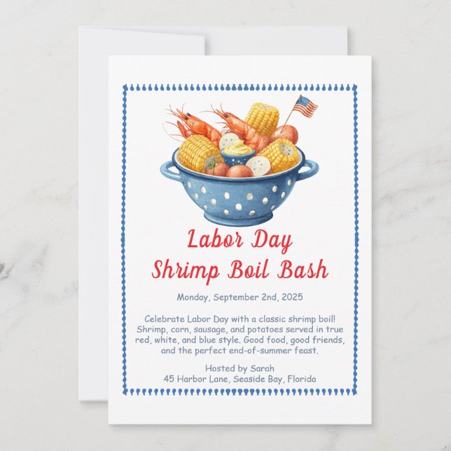 Labor Day kräftskiva Inbjudan – Patriotisk Sjö (Framsida)