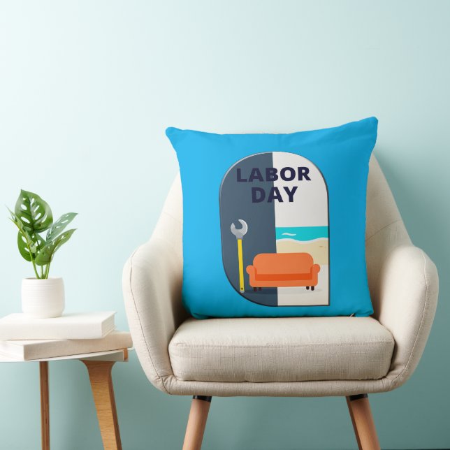 Labor Day Minimal Worker Relax Design Kudde (Stol)