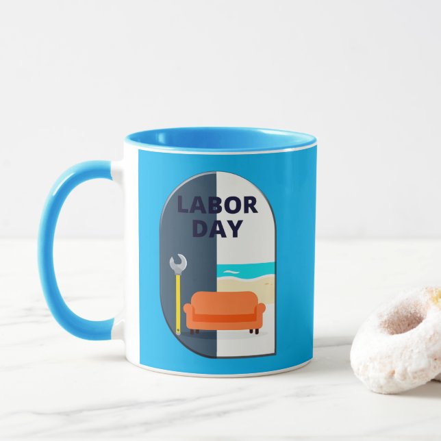 Labor Day Minimal Worker Relax Design Mugg (Med munk)