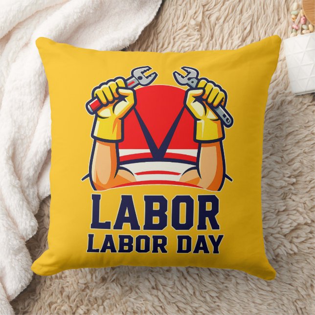Labor Day Strong Worker Pride Illustration Kudde (Filt)