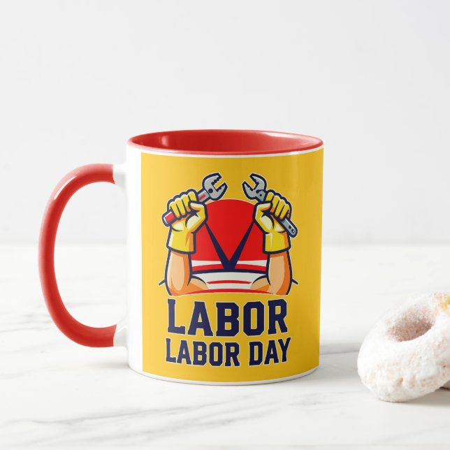 Labor Day Strong Worker Pride Illustration Mugg (Med munk)