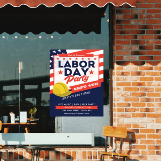 Labor Day USA Flag Hårdhatt Fest Event Poster (Labor Day USA Flag Hard Hat Party Event Poster)