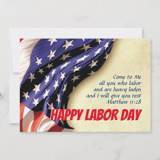 LABOR DAY USA Patriotic Flagga Scripture Anpassad Julkort (Framsida)