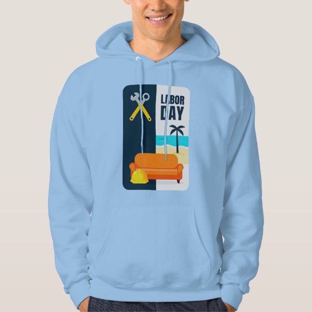 Labor Day Work and Relax Illustration Shirt Hoodie (Framsida)