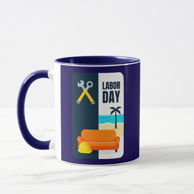 Labor Day Work and Relax Illustration Shirt Mugg (Vänster)