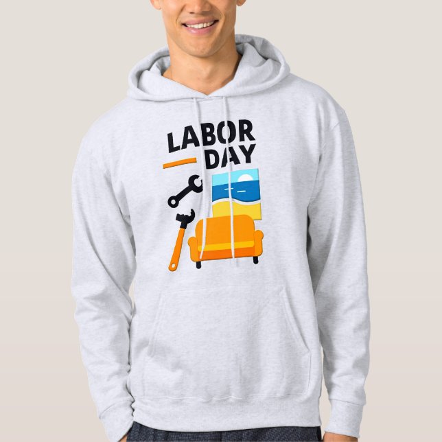 Labor Day Work Hard Relax Design with Tools Hoodie (Framsida)