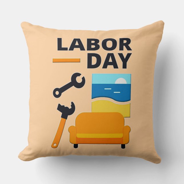 Labor Day Work Hard Relax Design with Tools Kudde (Framsida)