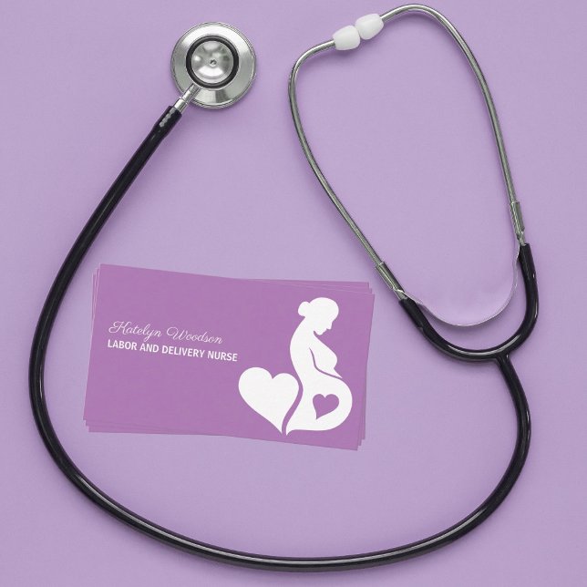 Labor Delivery Nurse Moderskap Ward Söt Lila Visitkort (Skapare uppladdad)