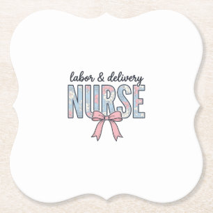 Labor & Delivery Sjuksköterska Blommig Bow Retro T Underlägg Papper