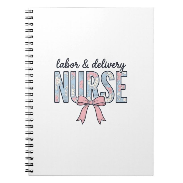 Labor & Delivery Sjuksköterska Blommig Bow Vintage Anteckningsbok (Framsidan)