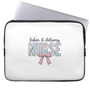 Labor & Delivery Sjuksköterska Blommig Bow Vintage Laptop Fodral