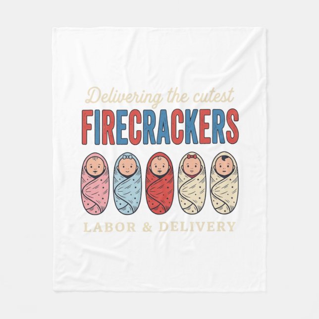 Labor & Delivery Smällkarameller Söt Barnsköterska Fleecefilt (Framsidan)