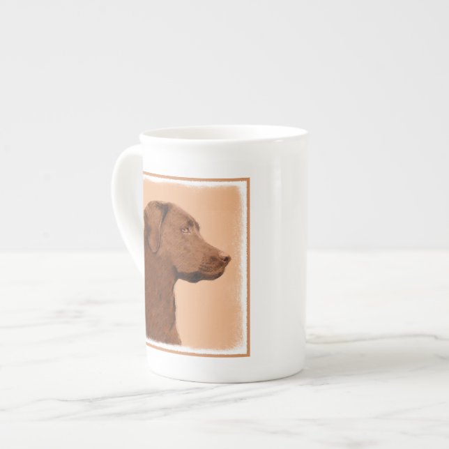 Laboratorierefärgning (Chocolate) - Hund Art Benporslin Mugg (Framsida vänster)