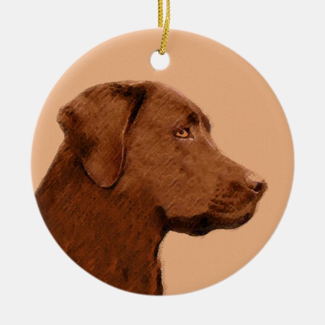 Laboratorierefärgning (Chocolate) - Hund Art Julgransprydnad Keramik (Framsidan)