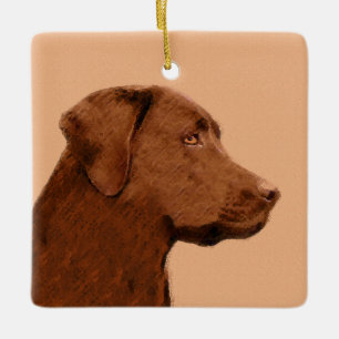 Laboratorierefärgning (Chocolate) - Hund Art Julgransprydnad Keramik