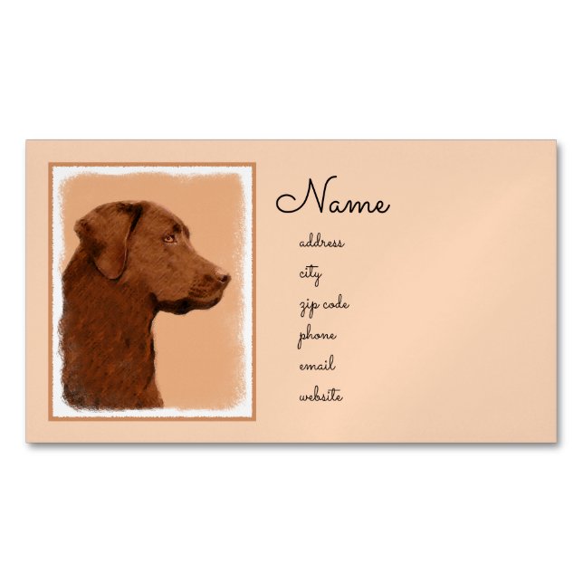 Laboratorierefärgning (Chocolate) - Hund Art Magnetiska Visitkort (Framsida)