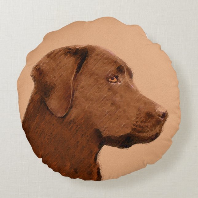 Laboratorierefärgning (Chocolate) - Hund Art Rund Kudde (Baksidan)