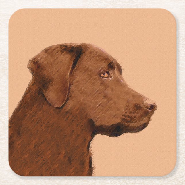 Laboratorierefärgning (Chocolate) - Hund Art Underlägg Papper Kvadrat (Framsidan)