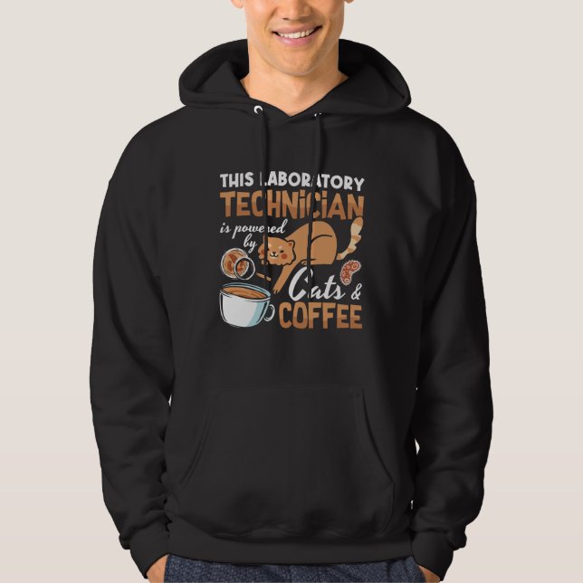 Laboratorietekniker Cats Coffee Science Lab Tech Hoodie (Framsida)