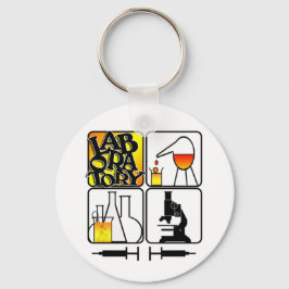 LABORATORIUM LOGOTYP 4-KVADOR - LAB-IKONER NYCKELRING