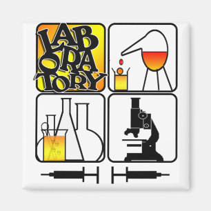 LABORATORIUMLOGOTYP 4 KVADRERAR - LABBSYMBOLER MAGNET