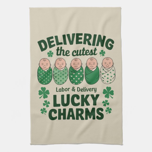 Labour & Delivery Lucky Charm Nurse Shamrock Kökshandduk (Vertikal)