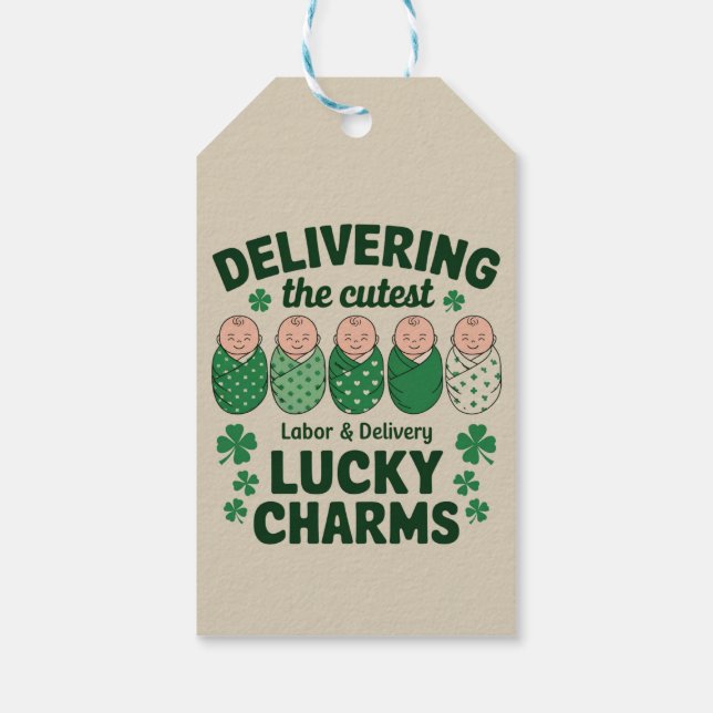 Labour & Delivery Lucky Charm Nurse Shamrock Presentetikett (Baksidan)