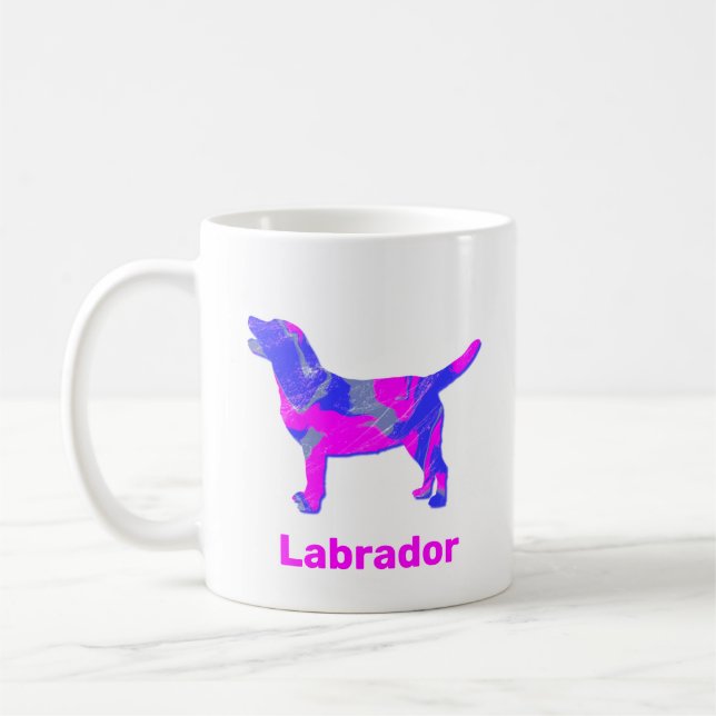 Labour Retriever Hund Silhouette Crazy Shock rosa Kaffemugg (Vänster)