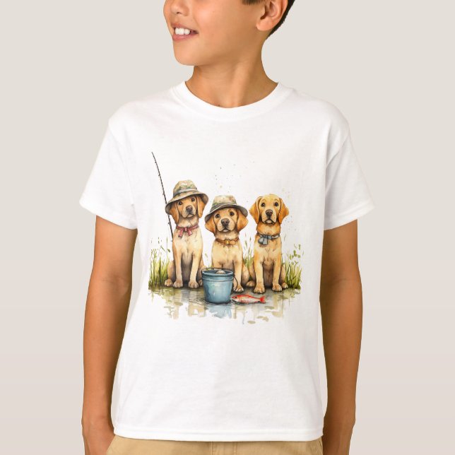 Labour Retriever Hundar Fishing T Shirt (Framsida)