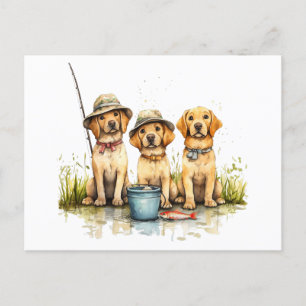 Labour Retriever Hundar Fishing Vykort