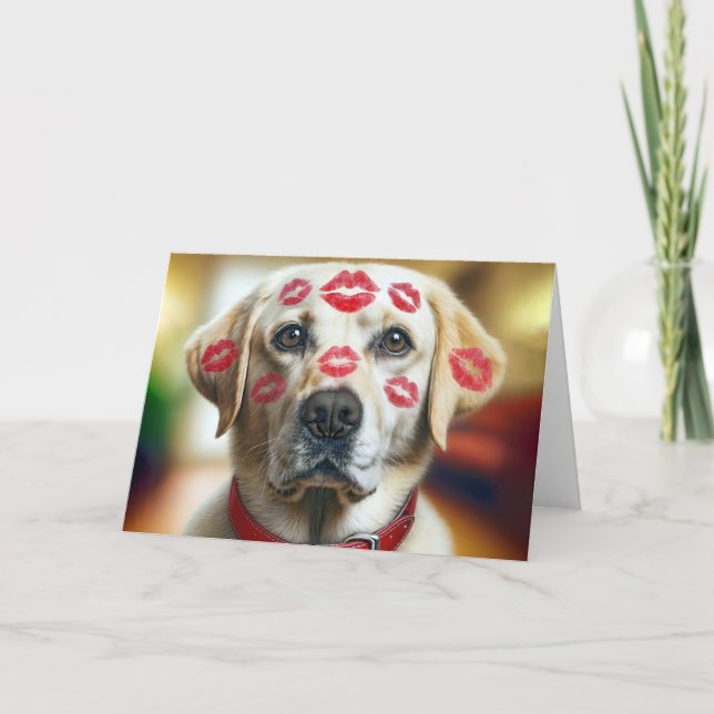 Labour Retriever med Valentine Kisses Kort (Framsida)