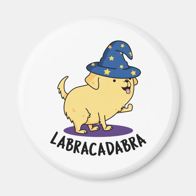 Labra-cadabra Funny Labrador Hund Pun Magnet (Framsidan)