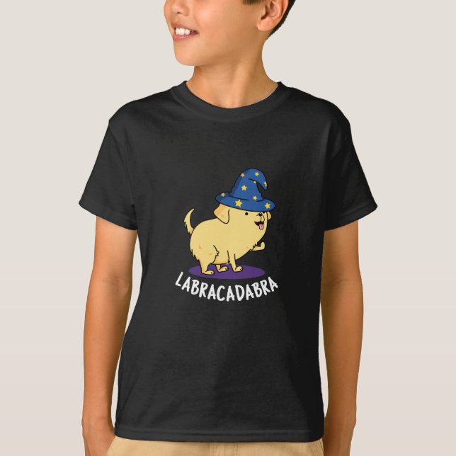 Labra-cadabra Funny Labrador Hund Pun Mörk BG T Shirt (Framsida)