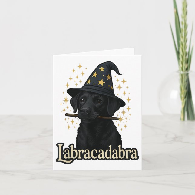 Labracadabra Funny Svart lab Hund-guide Halloween Kort (Framsida)