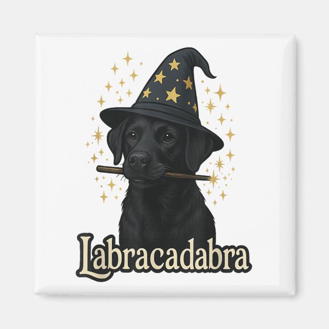 Labracadabra Funny Svart lab Hund-guide Halloween Magnet (Framsidan)