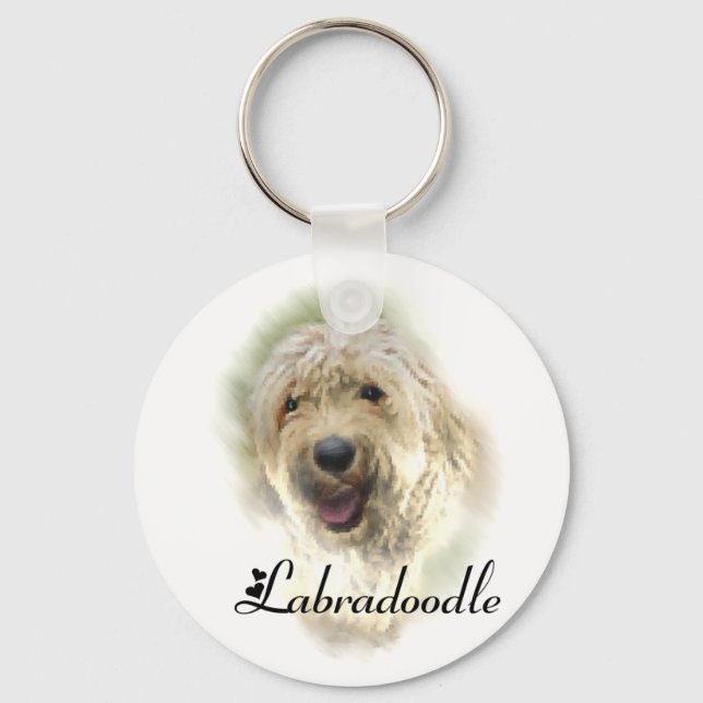 Labradoodle Älskare Gifts Nyckelring (Framsida)